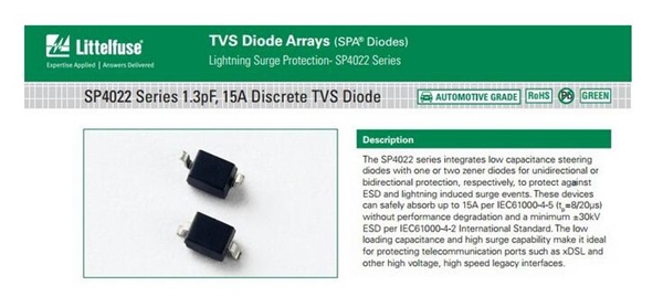 SP1004 Series 5pF 8kV bidirectional TVS Array